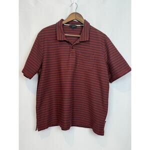 Ted Baker London Hilside Stripe Polo Shirt Mens Size 7 XL Rust Navy Pocket